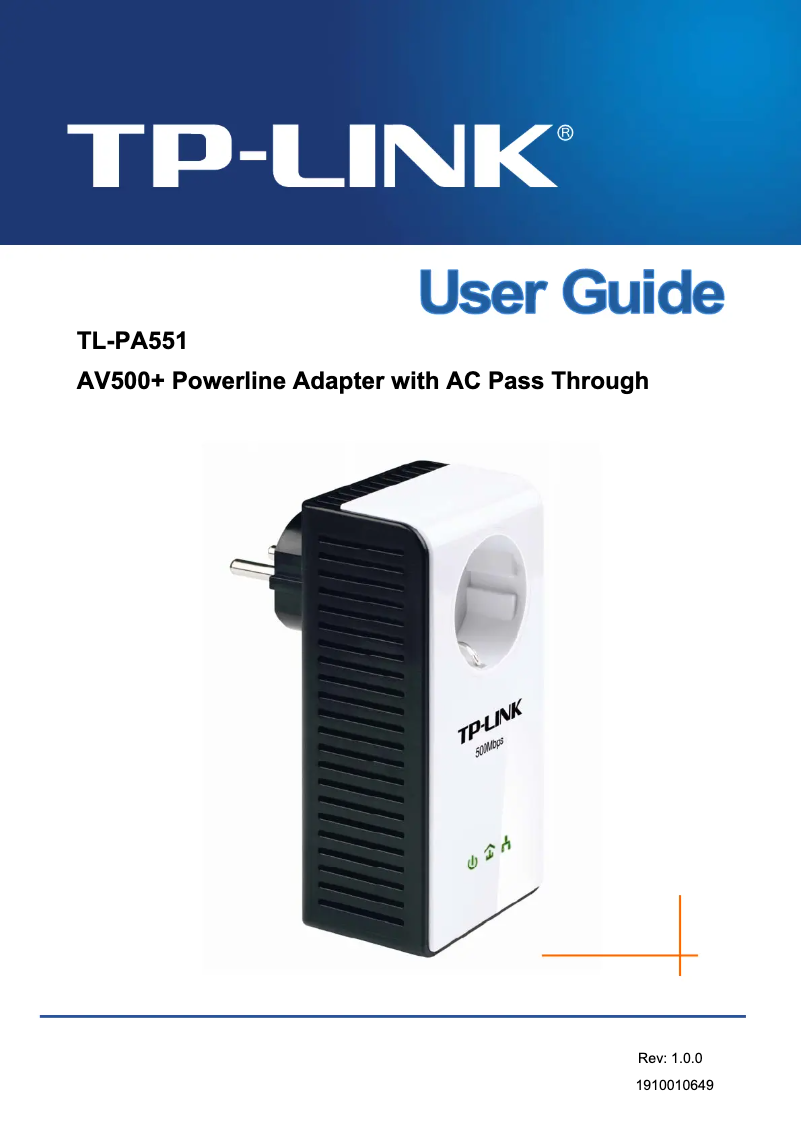 Image de la première page du manuel de l'appareil TL-PA551KIT