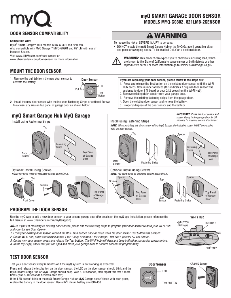 Image de la première page du manuel de l'appareil MYQ-G0302