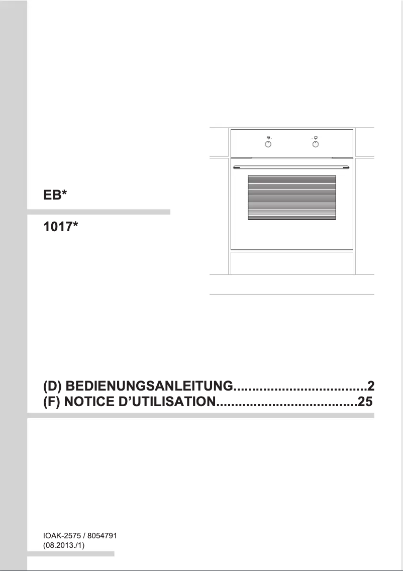 Page n°1 - Manuel utilisateur Amica EB 13515 S