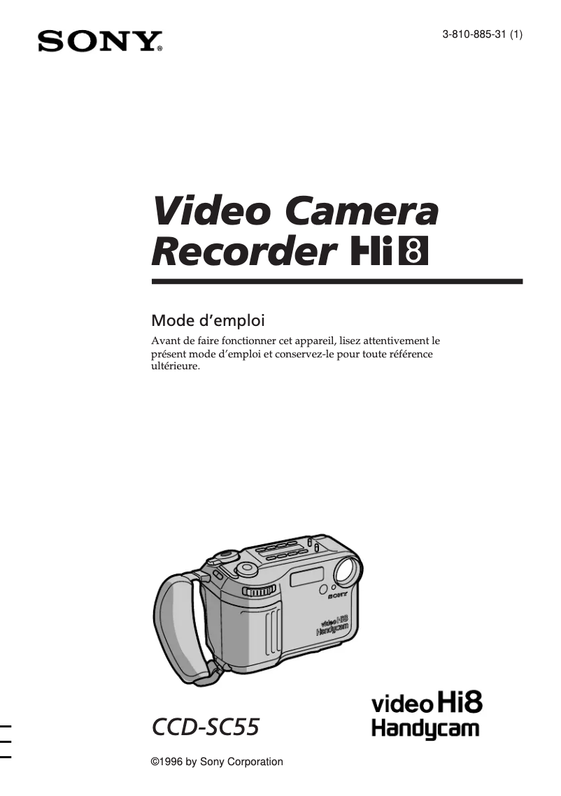 Image de la première page du manuel de l'appareil CCD-SC55