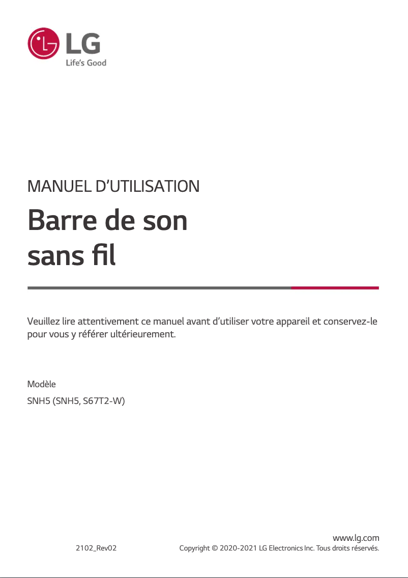 Image de la première page du manuel de l'appareil SNH5