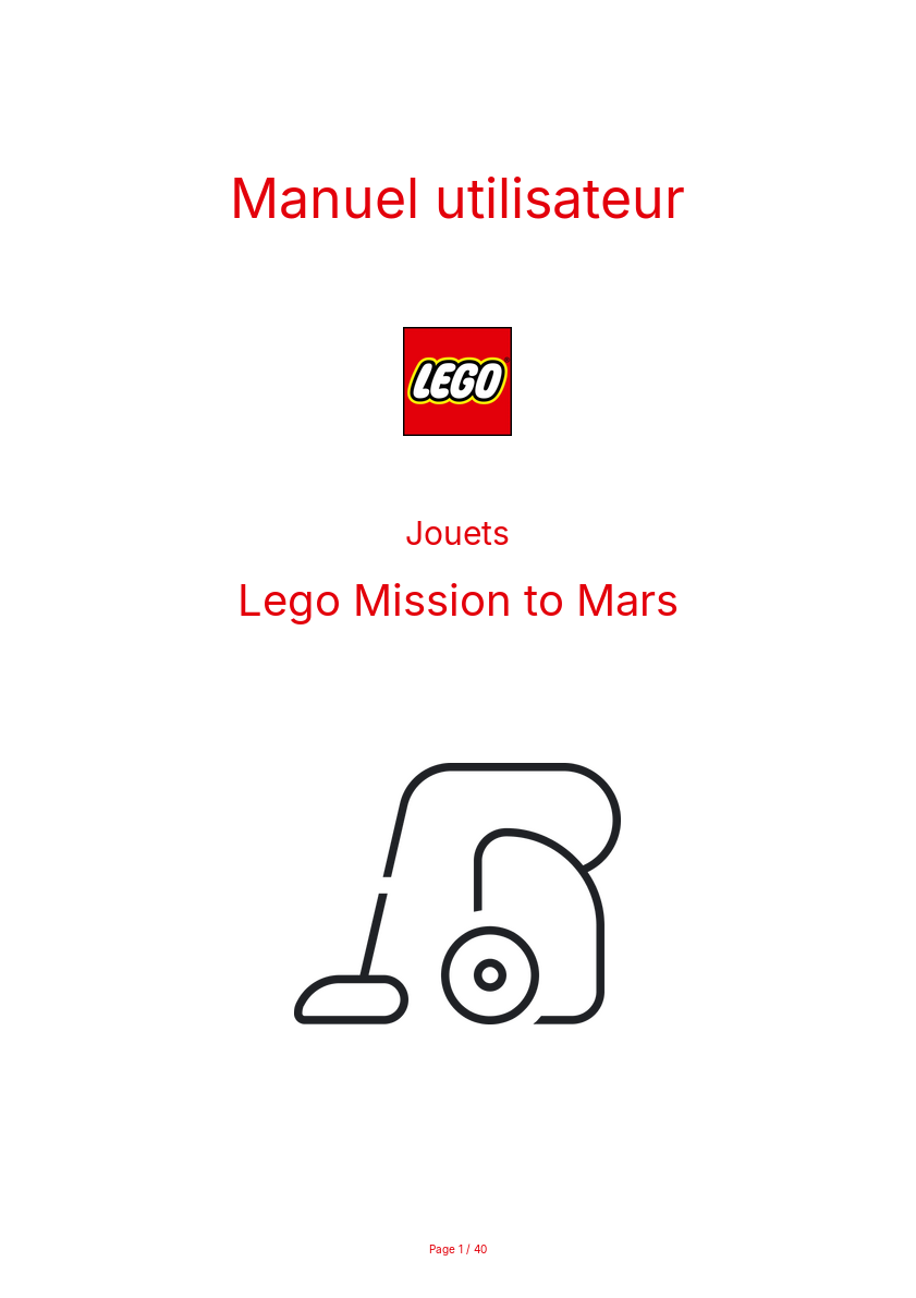 Image de la première page du manuel de l'appareil Mission to Mars