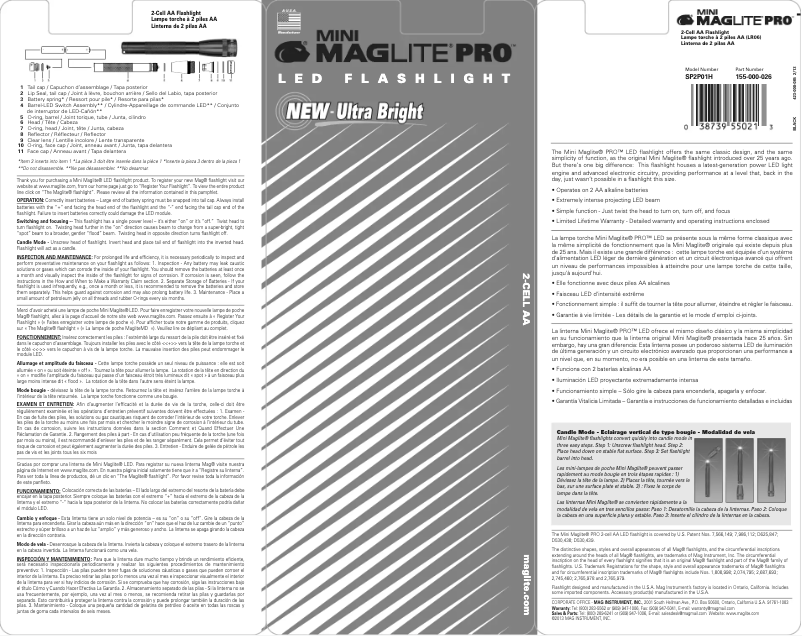 Page 1 de la notice Manuel utilisateur Maglite Mini LED Pro
