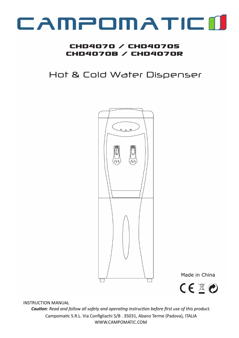 Page n°1 - Manuel utilisateur Campomatic CHD4070B