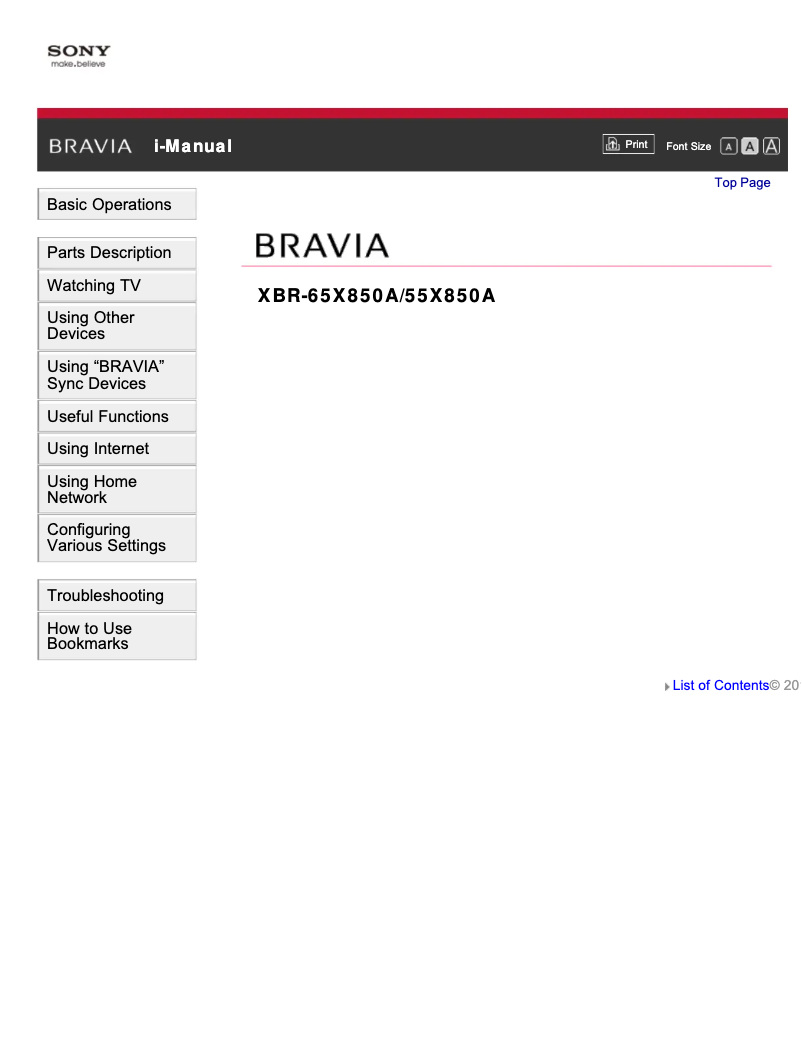 Página 1 del manual Manual de usuario Sony XBR-55X850A