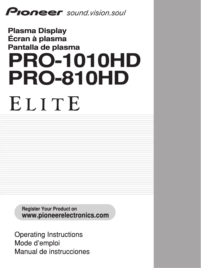Page 1 de la notice Manuel utilisateur Pioneer PRO-810HD