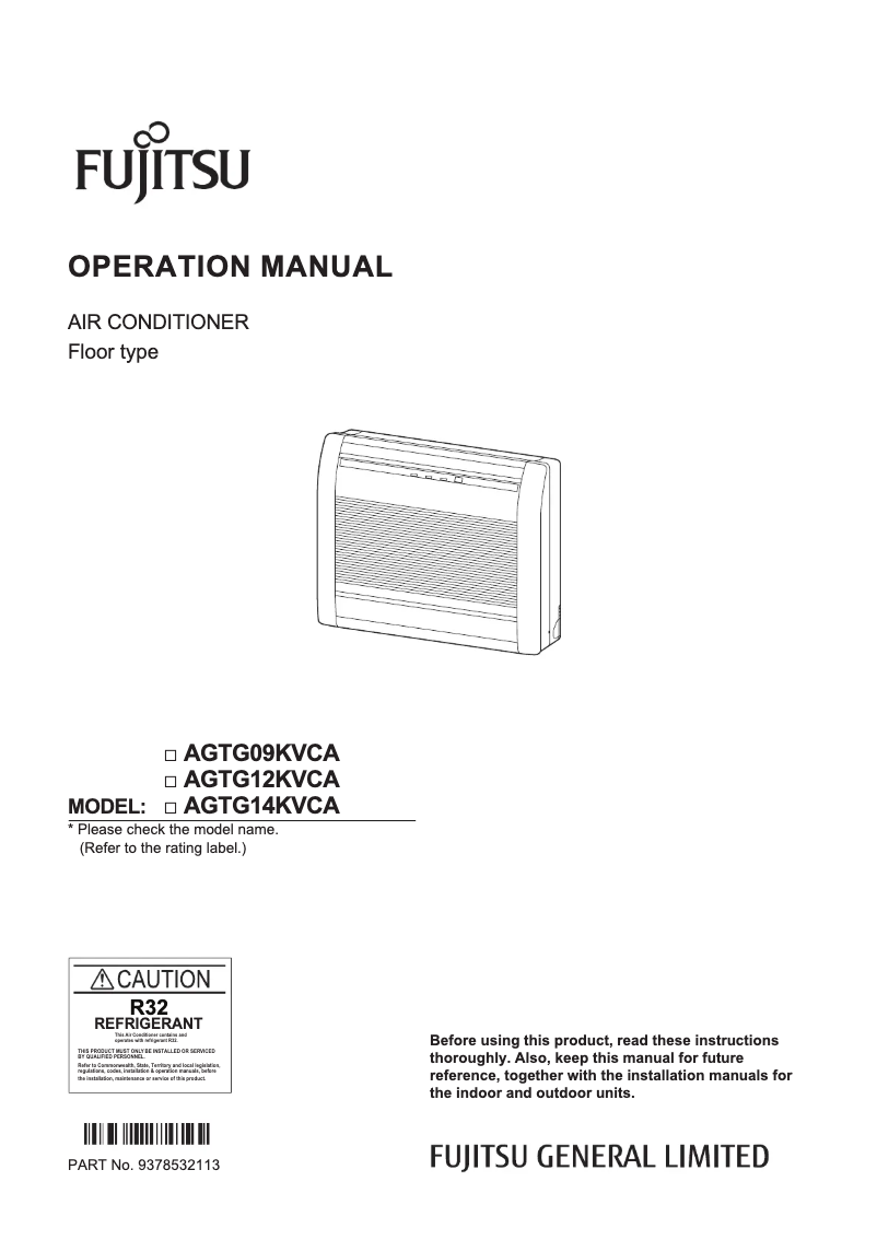 Page 1 de la notice Manuel utilisateur Fujitsu SET-AGTG09KVCA