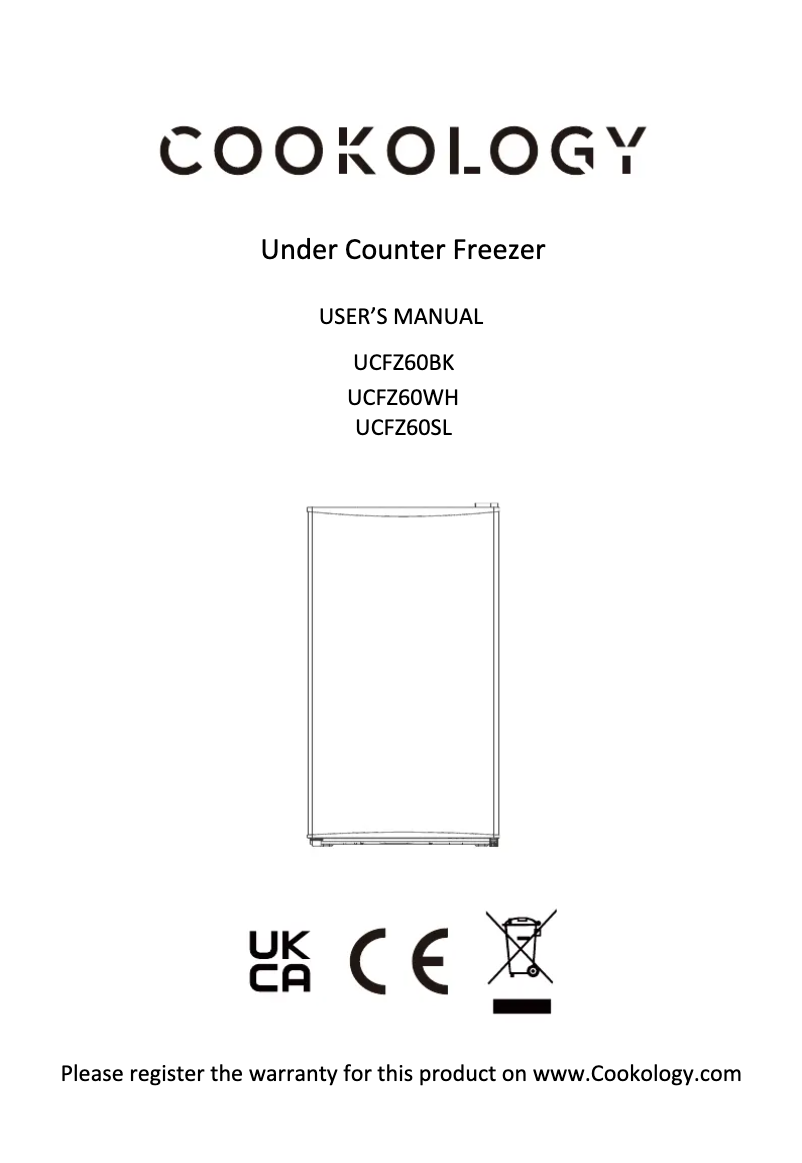 Page 1 de la notice Manuel utilisateur Cookology UCFZ60WH