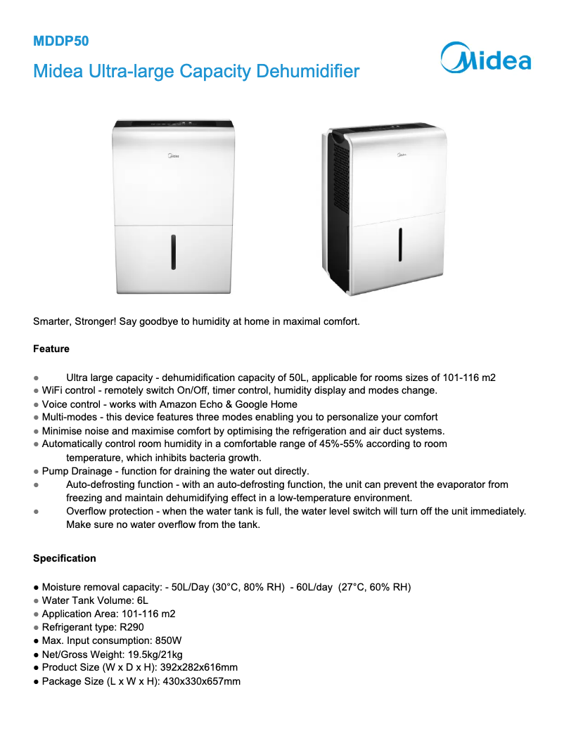 Image de la première page du manuel de l'appareil MDDP50