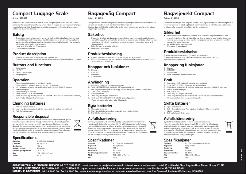 Page 1 de la notice Manuel utilisateur Asaklitt 31-5065