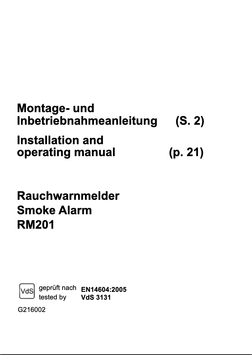 Image de la première page du manuel de l'appareil RM201