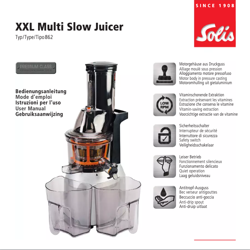 Image de la première page du manuel de l'appareil XXL Multi Slow Juicer 921.65