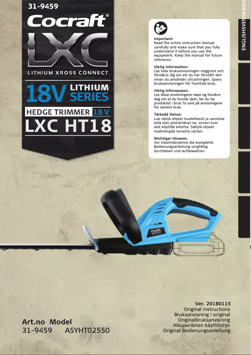 Page 1 de la notice Manuel utilisateur Cocraft ASYHT02550