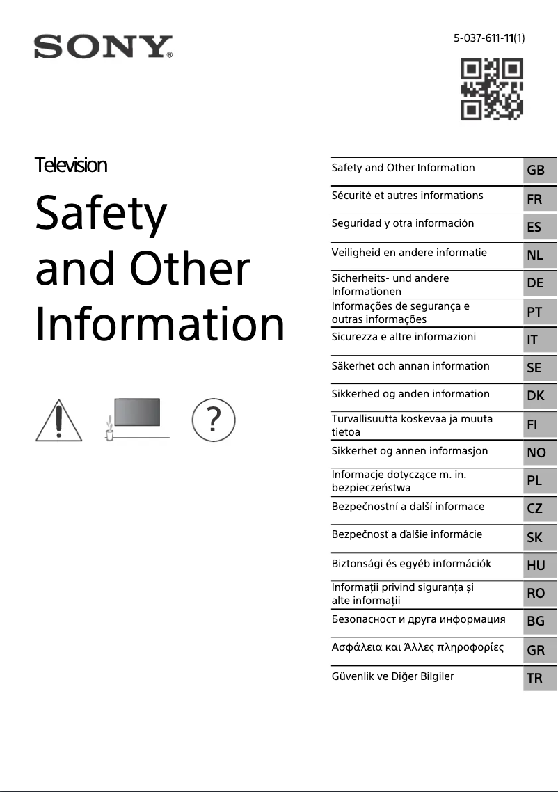 Page n°1 - Instructions de sécurité Sony KD-75X85K