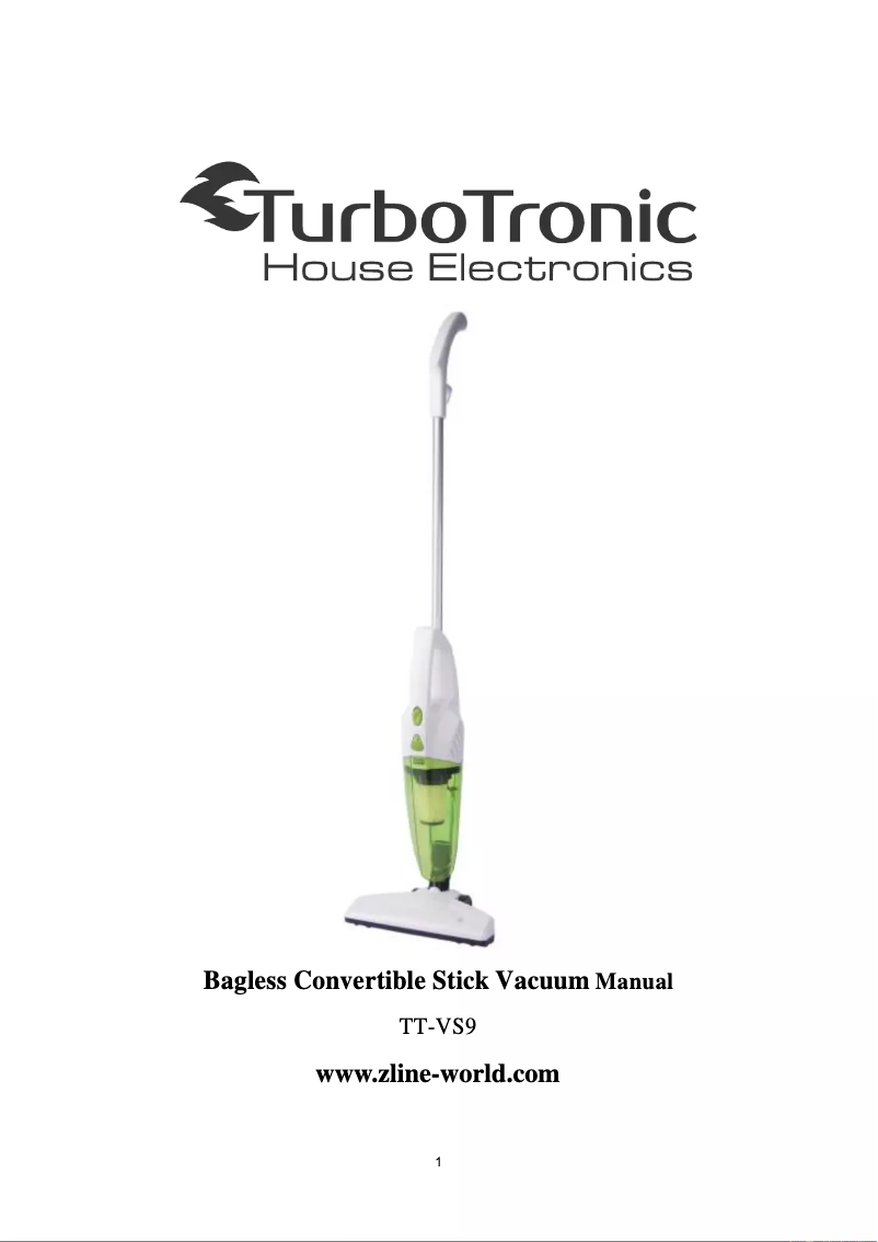 Page n°1 - Manuel utilisateur TurboTronic TT-VS9