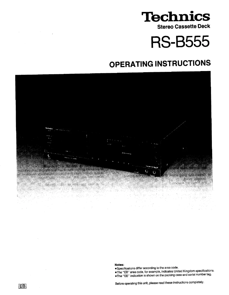 Image de la première page du manuel de l'appareil RS-B555