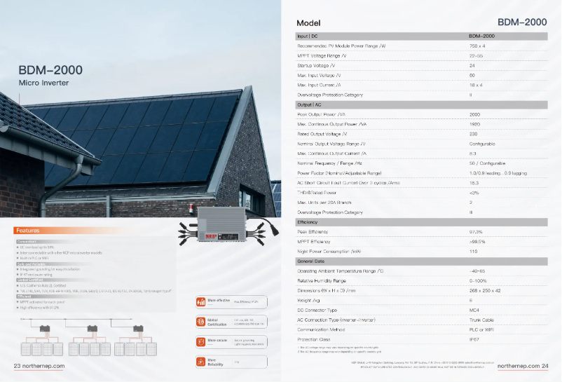 Page 1 de la notice Fiche technique NEP BDM-2000