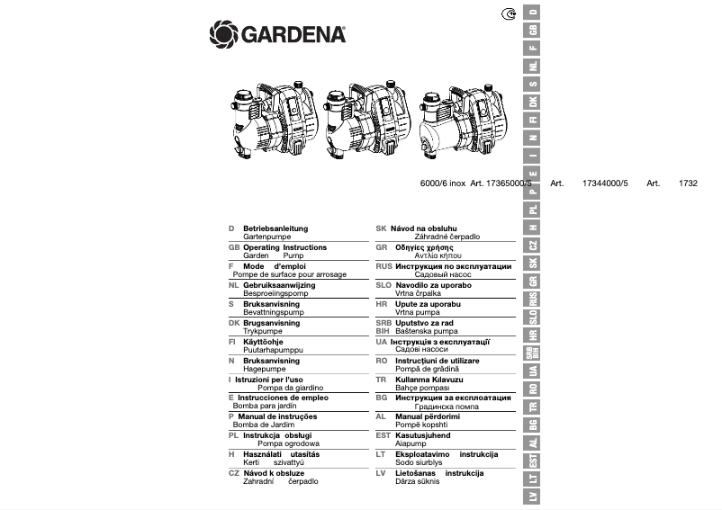 Page 1 de la notice Manuel utilisateur Gardena 6000/6 Inox
