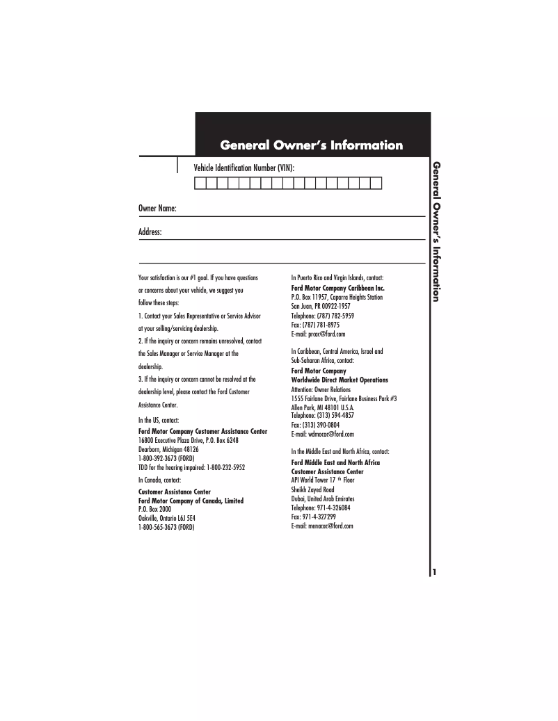 Page n°1 - Manuel d'utilisation et d'entretien Ford Explorer Sport (2002)