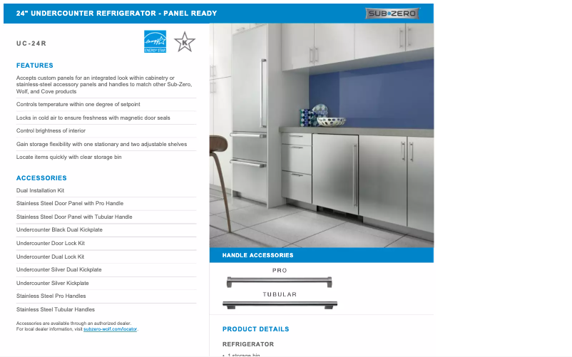 Page n°1 - Manuel utilisateur Sub-Zero UC-24R-RH