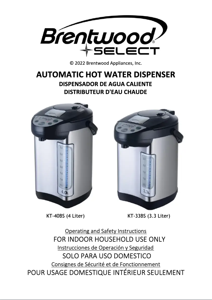 Page 1 de la notice Manuel utilisateur Brentwood KT-40BS
