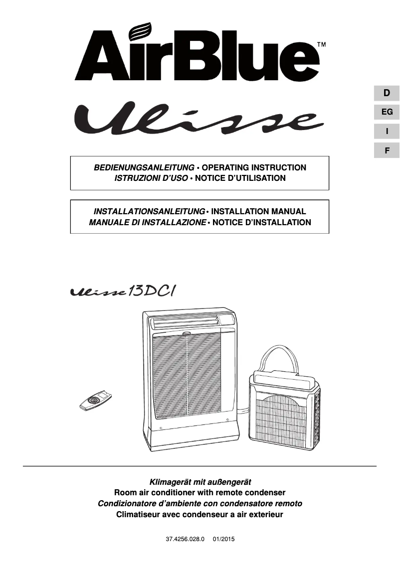 Image de la première page du manuel de l'appareil AirBlue Ulisse 13 DCI ECO