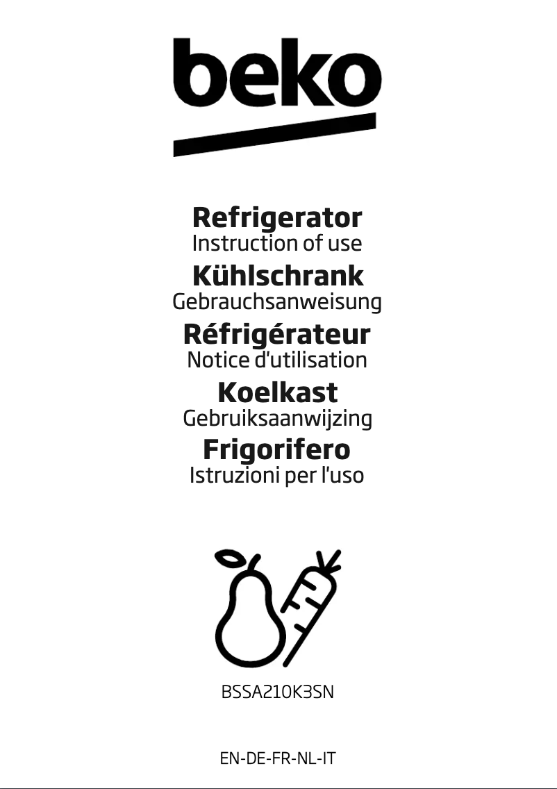 Page 1 de la notice Manuel utilisateur Beko BSSA210K3SN