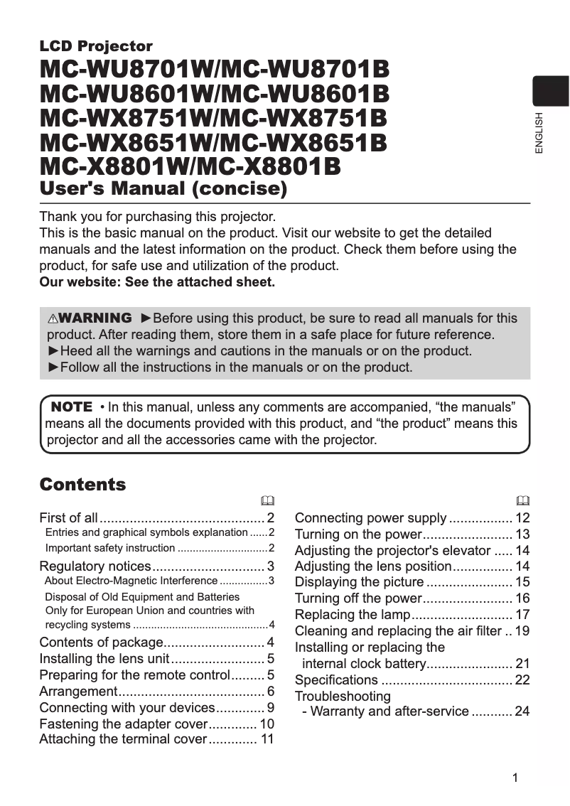 Page n°1 - Manuel utilisateur Maxell MC-WX8751B