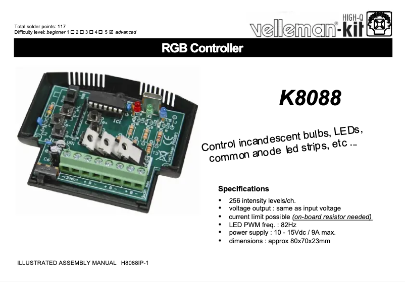 Page 1 de la notice Instructions / montage Velleman K8088