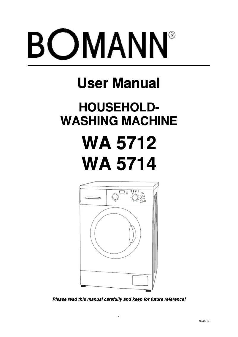 Page 1 de la notice Manuel utilisateur Bomann WA 5712