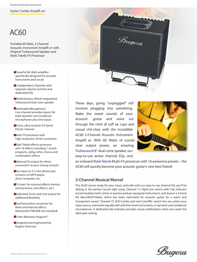 Page 1 de la notice Fiche technique Bugera AC60