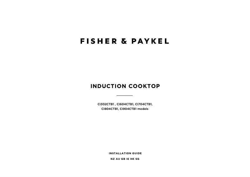 Page n°1 - Guide d'installation Fisher & Paykel CI704CTB1