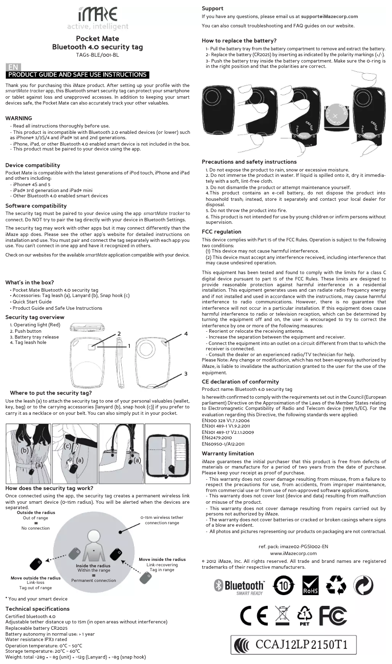 Page n°1 - Manuel utilisateur iMaze Pocket Mate