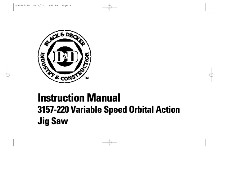 Image de la première page du manuel de l'appareil 3157-220