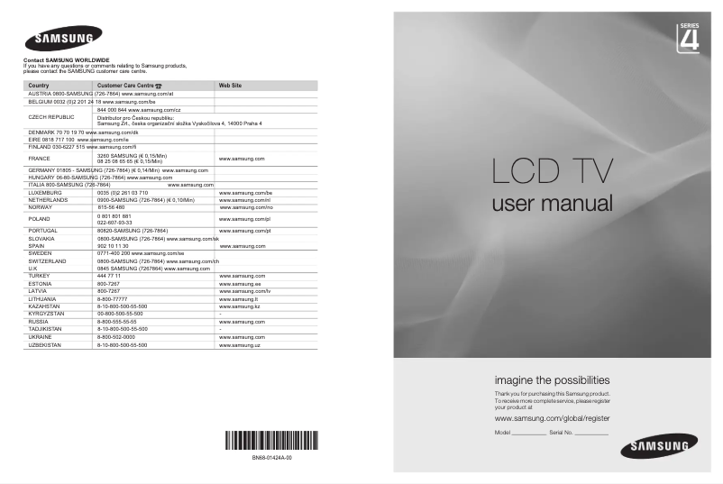 Page n°1 - Manuel utilisateur Samsung LE37A457C1D