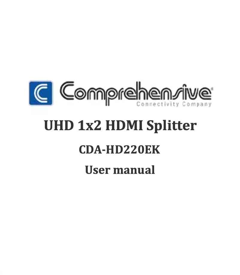 Page n°1 - Manuel utilisateur Comprehensive CDA-HD220EK