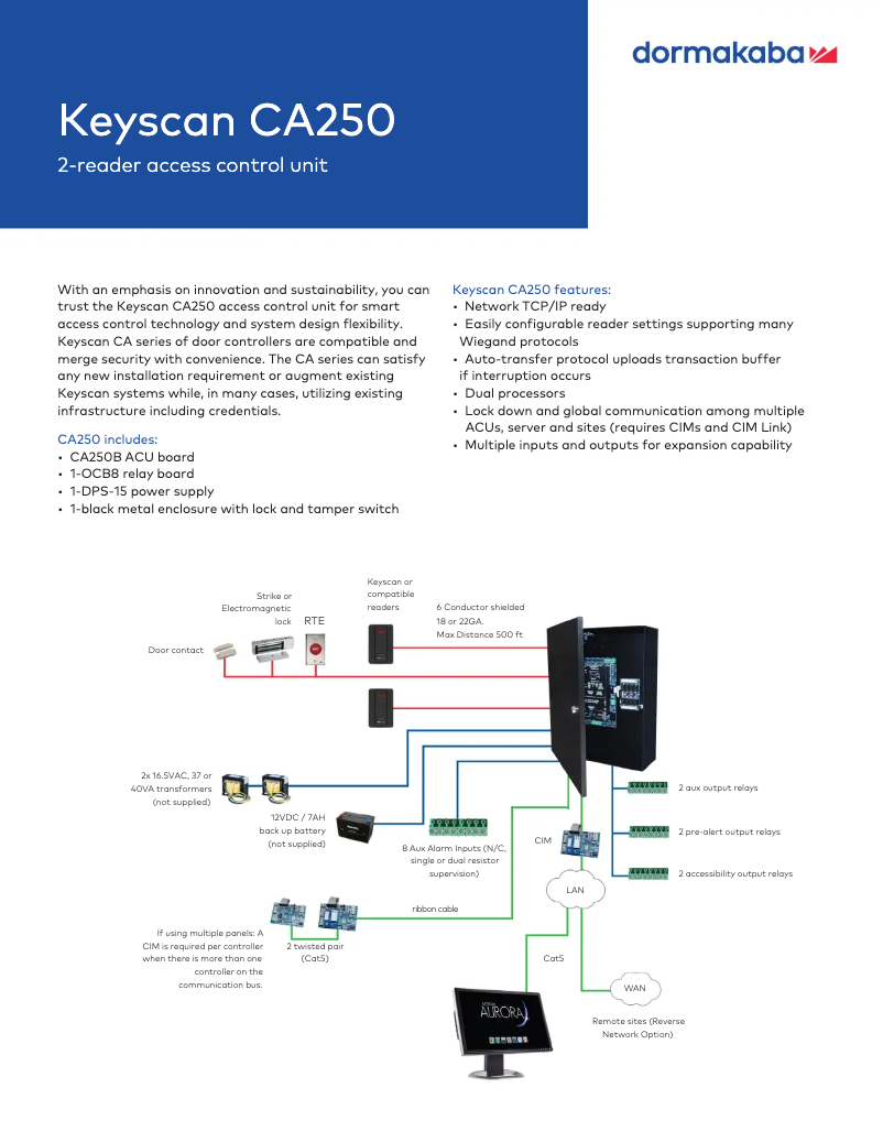 Image de la première page du manuel de l'appareil Keyscan CA250