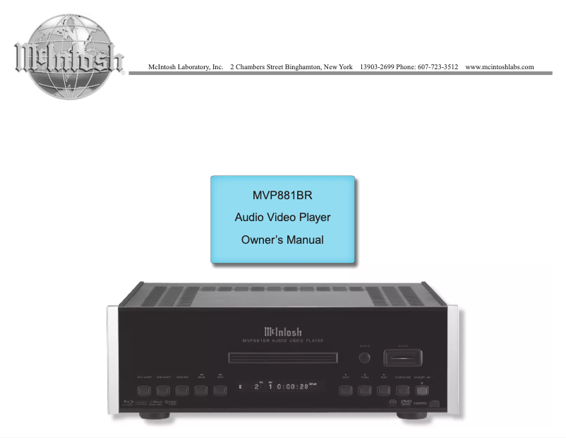 Page 1 de la notice Manuel utilisateur McIntosh MVP881