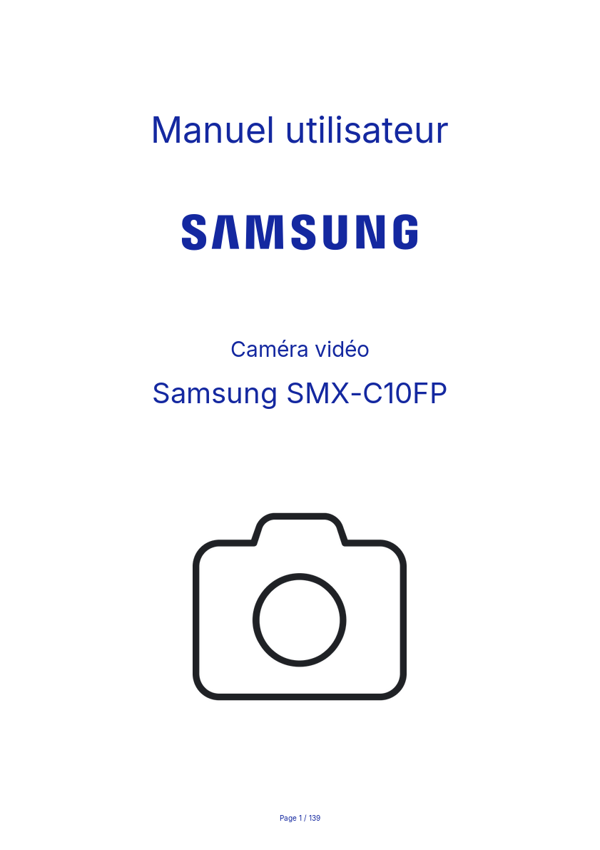 Page n°1 - Manuel utilisateur Samsung SMX-C10FP