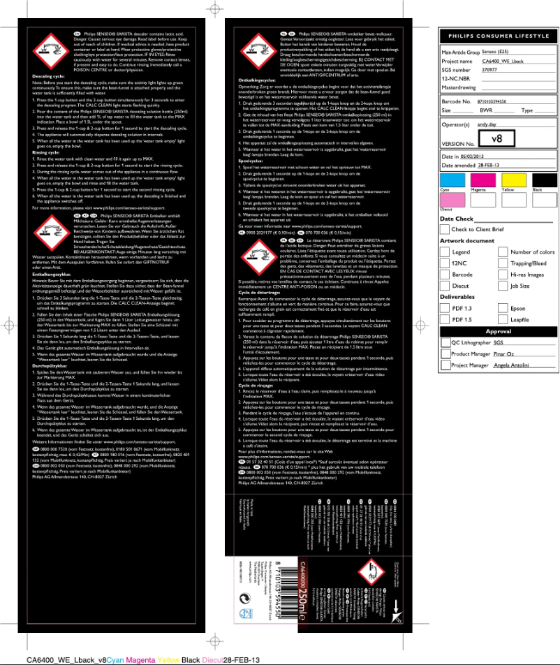 Page 1 de la notice Manuel utilisateur Philips CA6400