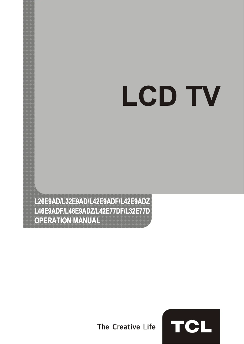 Page 1 of the manual User Manual TCL L42E9ADZ