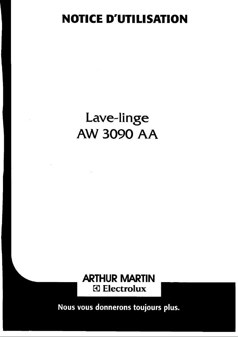 Page n°1 - Manuel utilisateur Arthur Martin-Electrolux AW 3090 AA