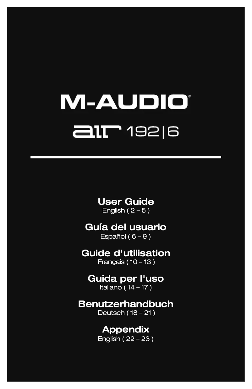 Page 1 de la notice Manuel utilisateur M-Audio AIR 192|6