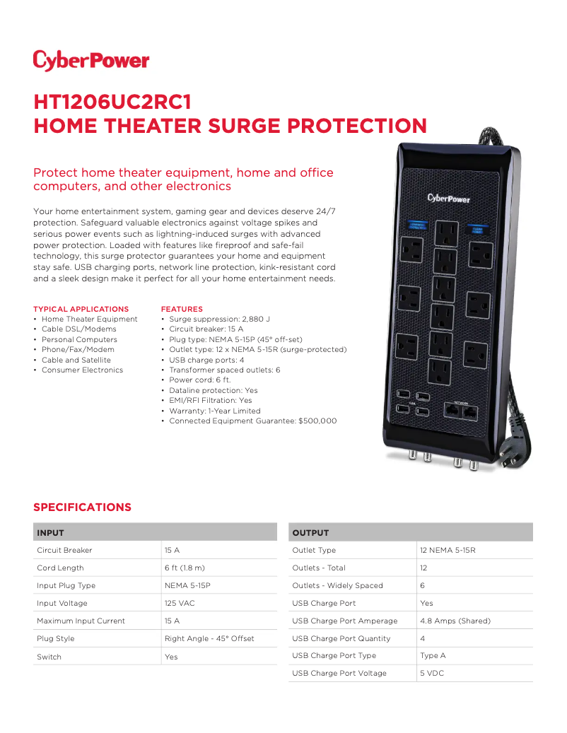 Page n°1 - Fiche technique CyberPower Home Theater HT1206UC2