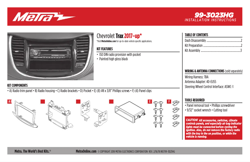 Page 1 de la notice Manuel utilisateur Metra 99-3023HG