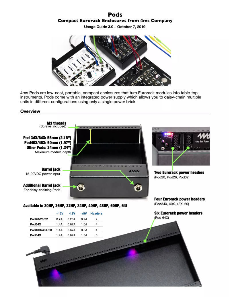 Page 1 de la notice Manuel utilisateur 4ms Pod