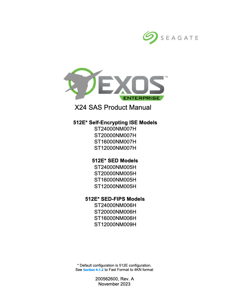 Page 1 de la notice Manuel utilisateur Seagate Exos X24