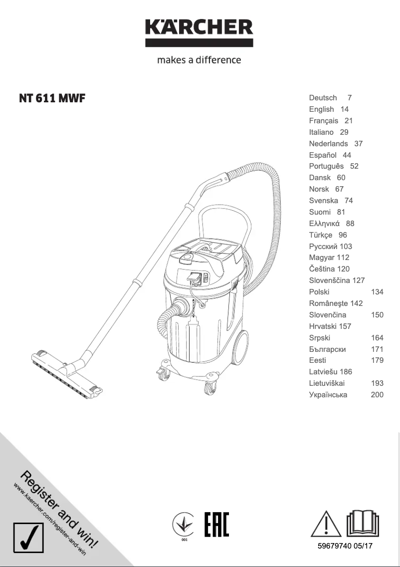 Page 1 of the manual User Manual Kärcher NT 611 Mwf