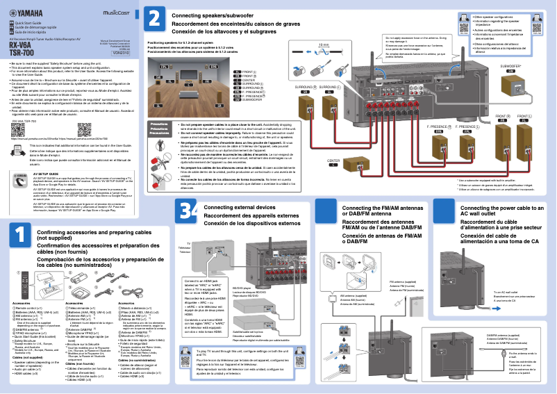 Page n°1 - Guide de démarrage rapide Yamaha RX-V6A