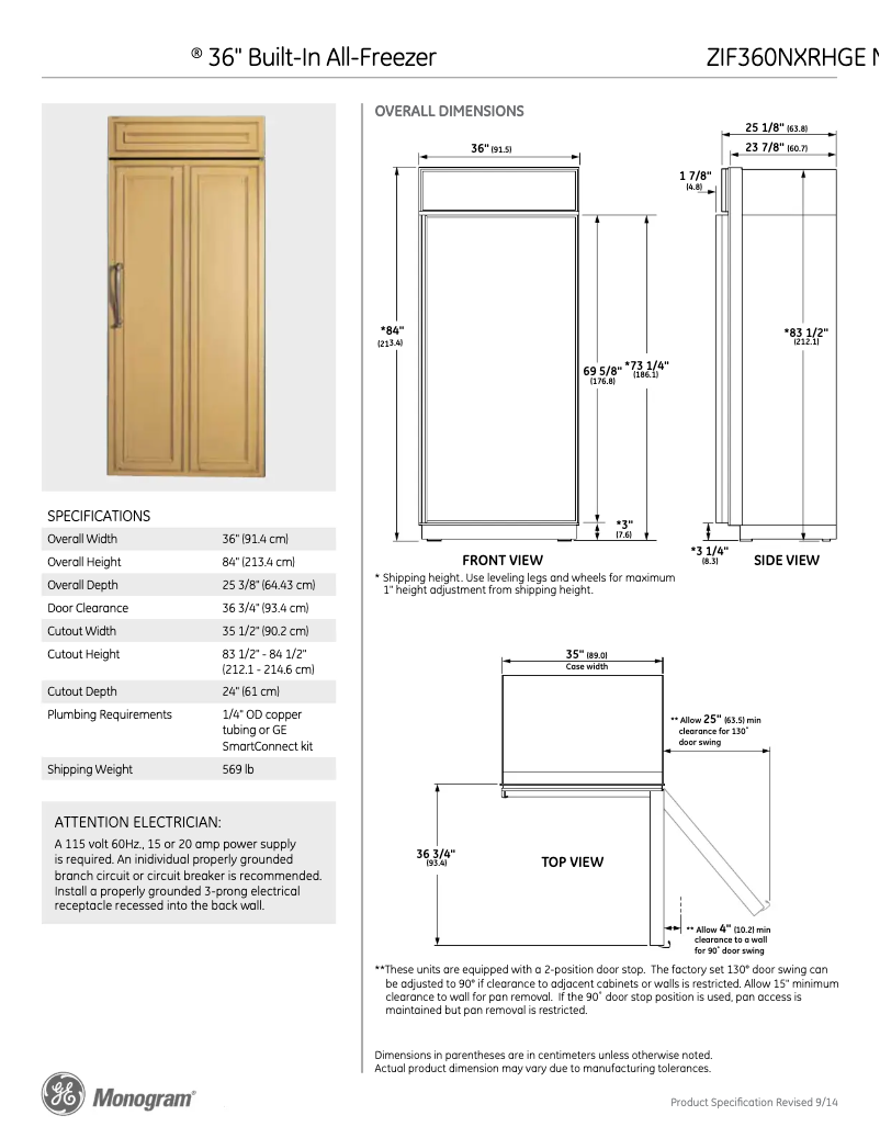 Image de la première page du manuel de l'appareil ZIF360NXRH